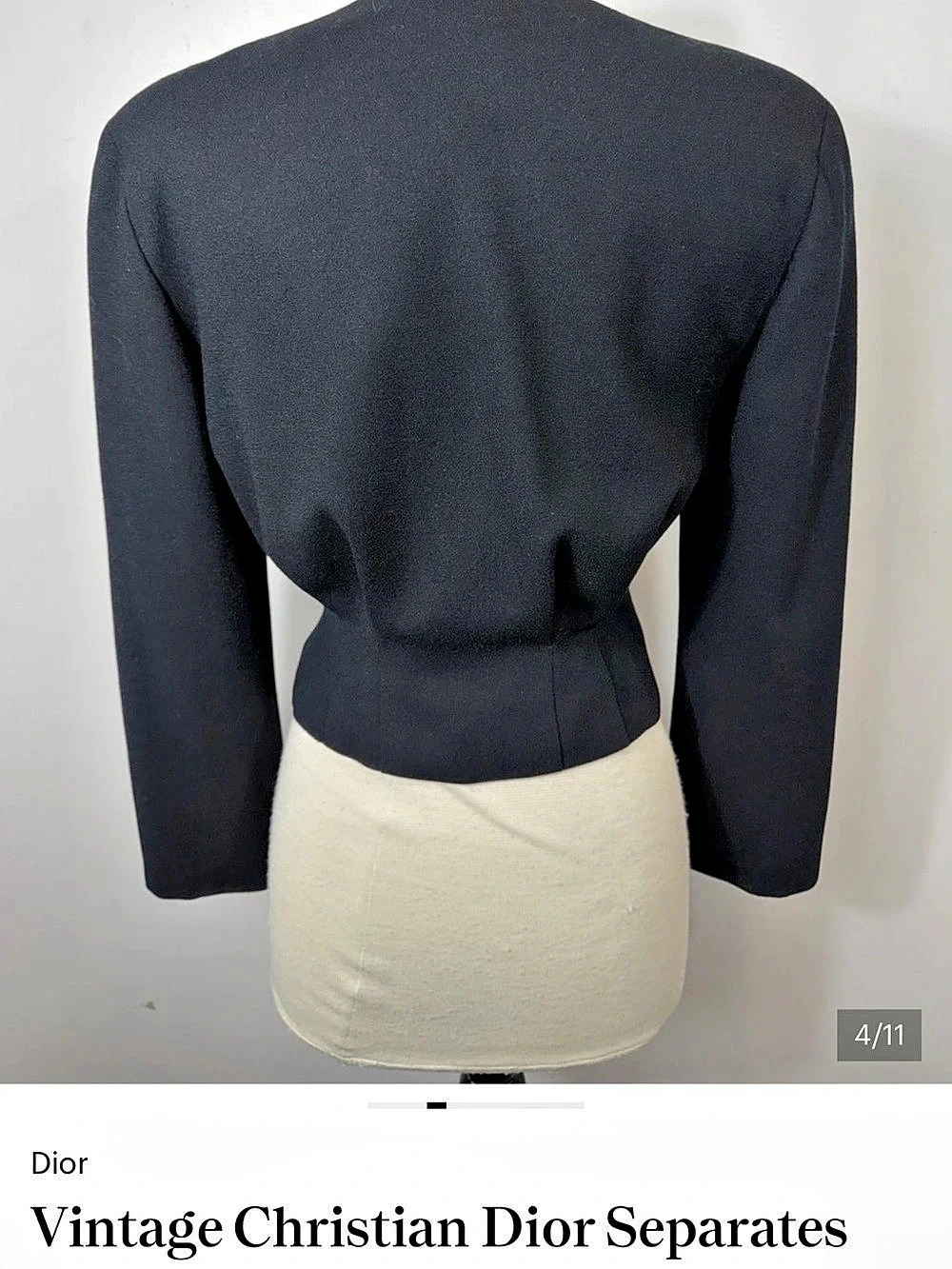 Christian Dior Vintage Separates Black Cropped Blazer, black wool jacket